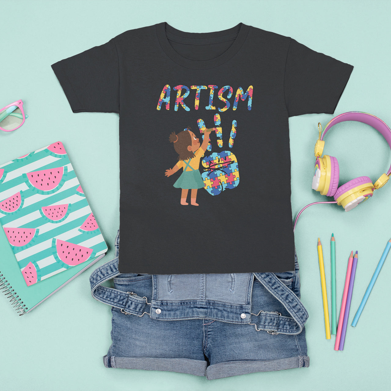 Autism Awareness T Shirt For Kid Artism Puzzle Girls Women Artist Autistic - Wonder Print Shop