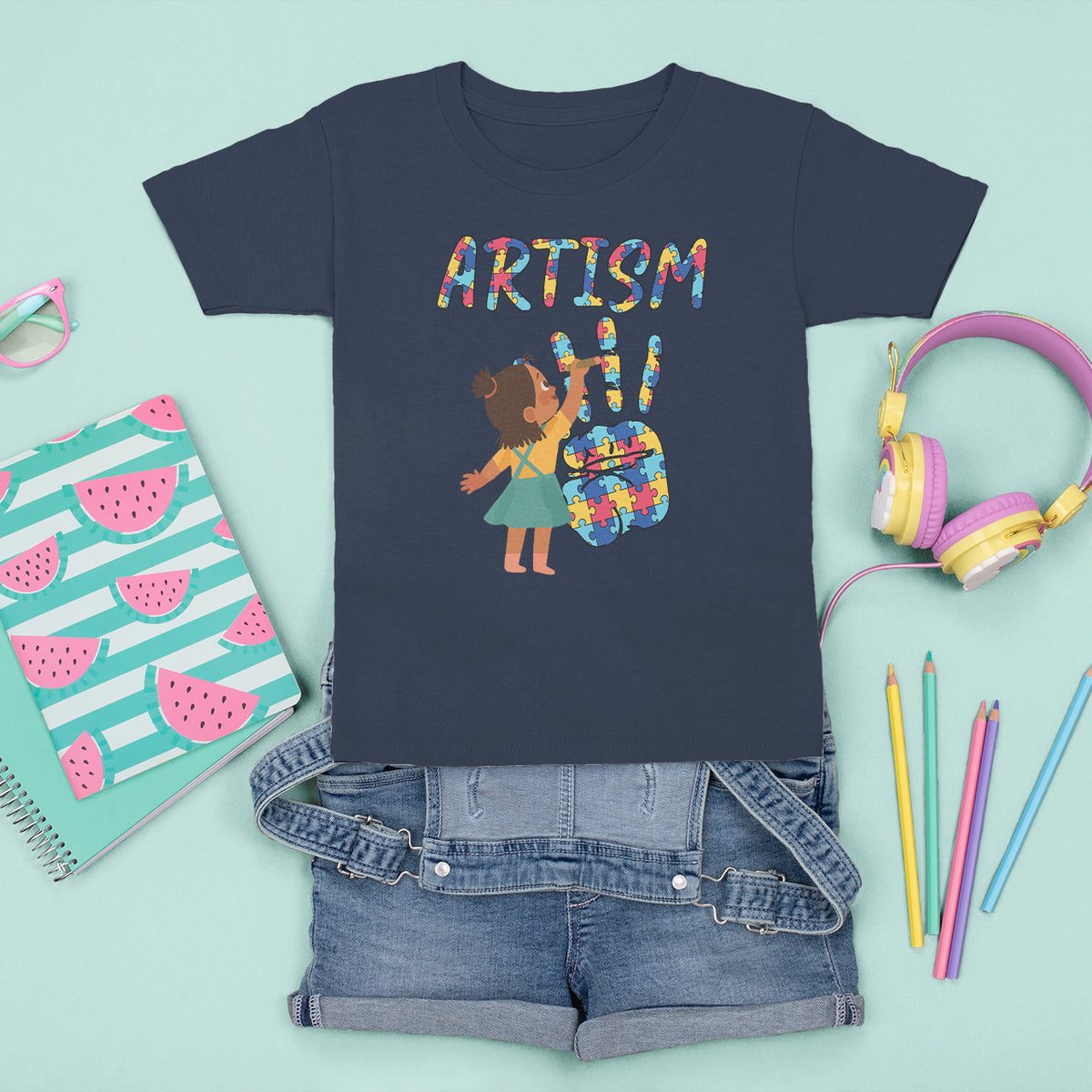 Autism Awareness T Shirt For Kid Artism Puzzle Girls Women Artist Autistic - Wonder Print Shop