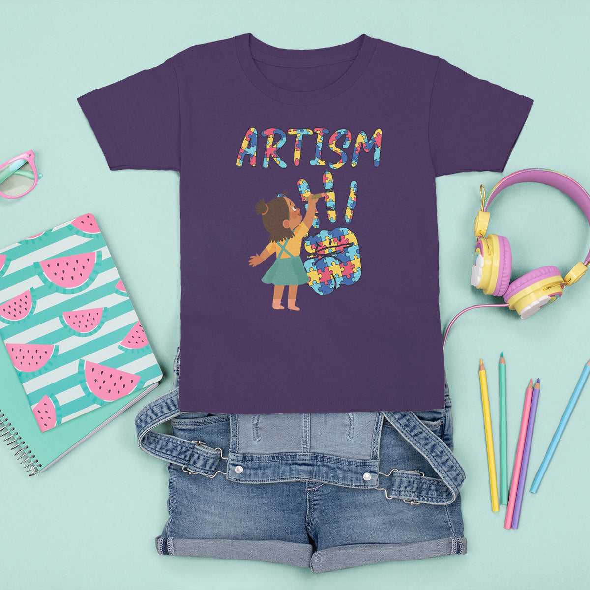 Autism Awareness T Shirt For Kid Artism Puzzle Girls Women Artist Autistic - Wonder Print Shop