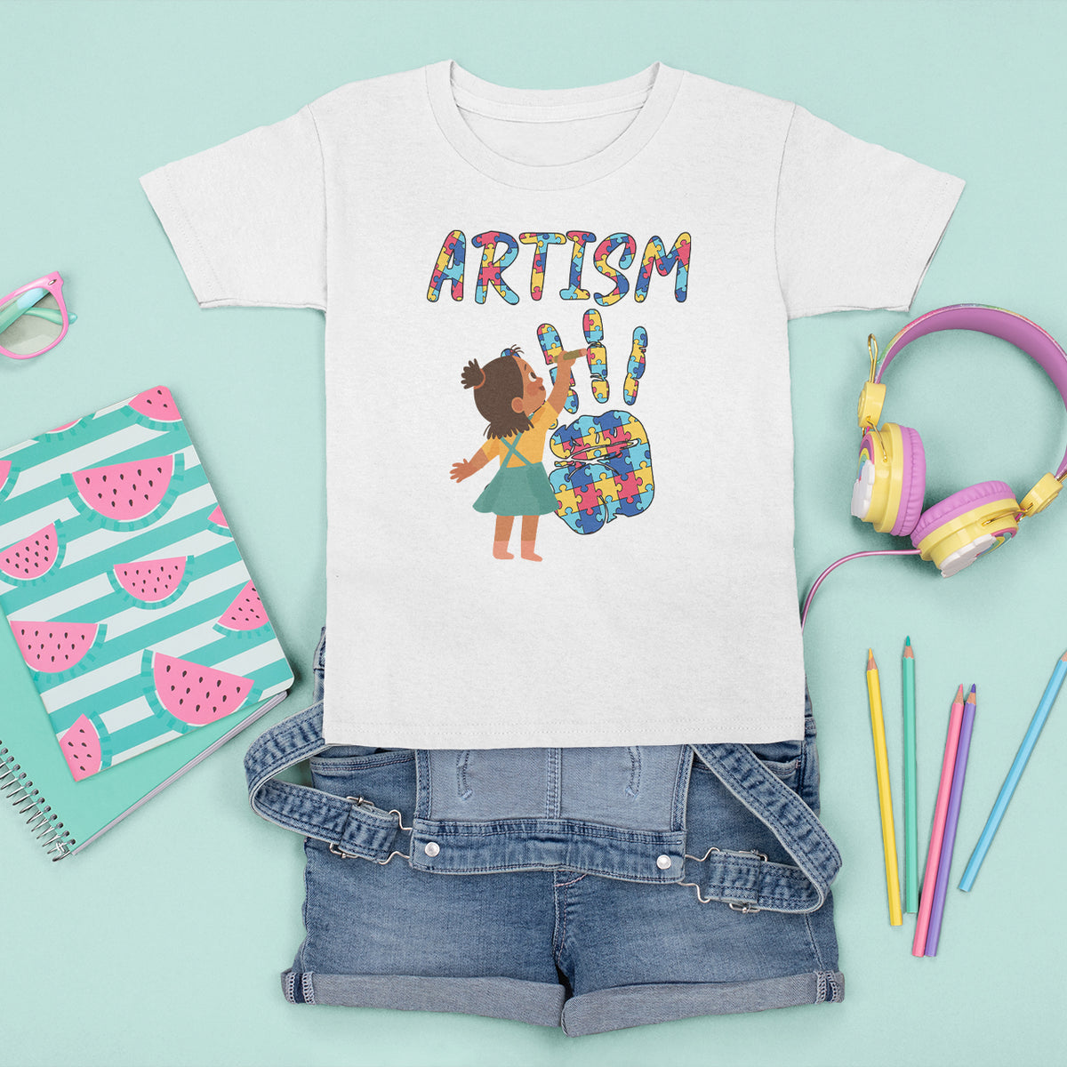 Autism Awareness T Shirt For Kid Artism Puzzle Girls Women Artist Autistic - Wonder Print Shop