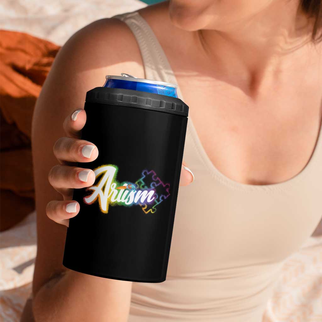Autism Awareness 4 in 1 Can Cooler Tumbler Artism Artist Autistic Rainbow Puzzle Aesthetic