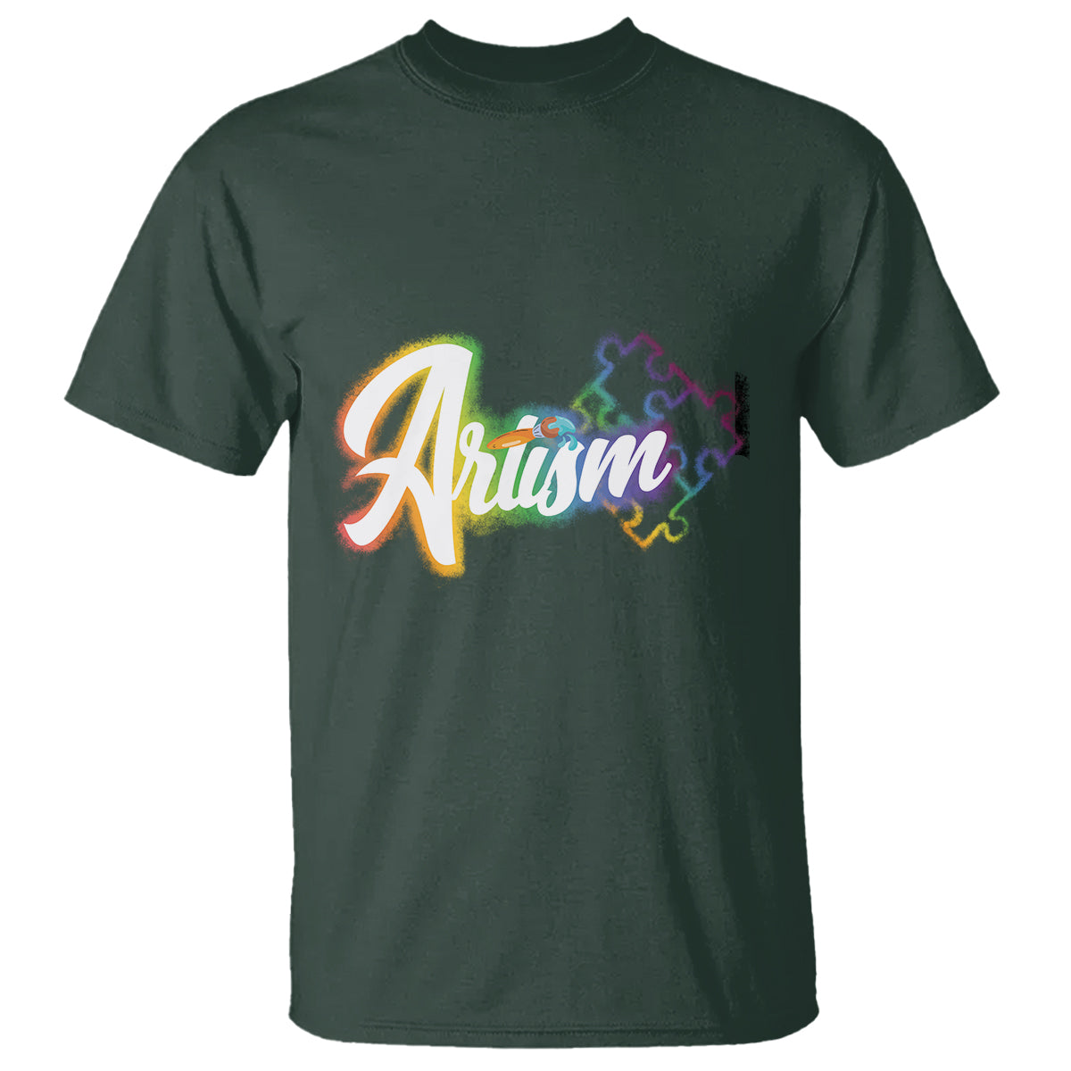 Autism Awareness T Shirt Artism Artist Autistic Rainbow Puzzle Aesthetic - Wonder Print Shop