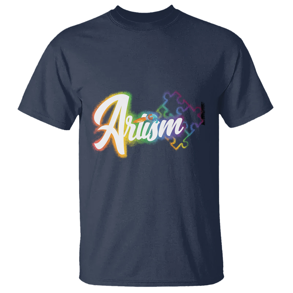 Autism Awareness T Shirt Artism Artist Autistic Rainbow Puzzle Aesthetic - Wonder Print Shop