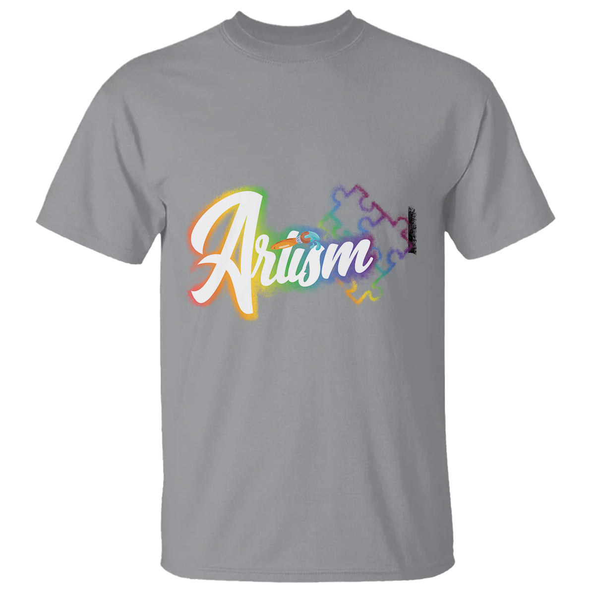 Autism Awareness T Shirt Artism Artist Autistic Rainbow Puzzle Aesthetic - Wonder Print Shop
