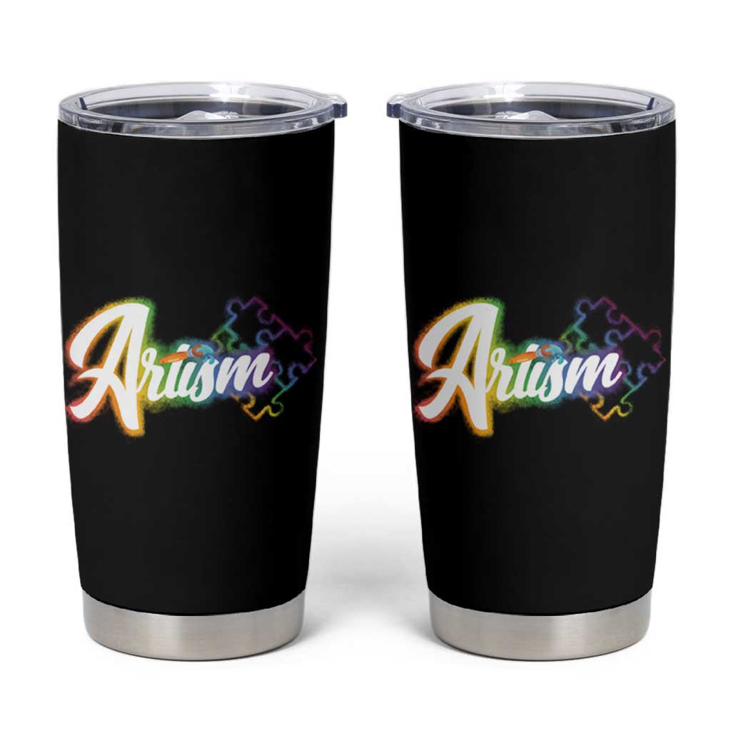 Autism Awareness Tumbler Cup Artism Artist Autistic Rainbow Puzzle Aesthetic