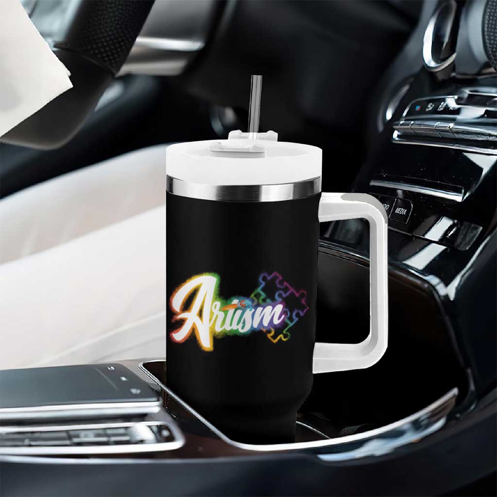 Autism Awareness Tumbler With Handle Artism Artist Autistic Rainbow Puzzle Aesthetic