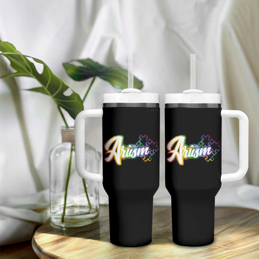 Autism Awareness Tumbler With Handle Artism Artist Autistic Rainbow Puzzle Aesthetic