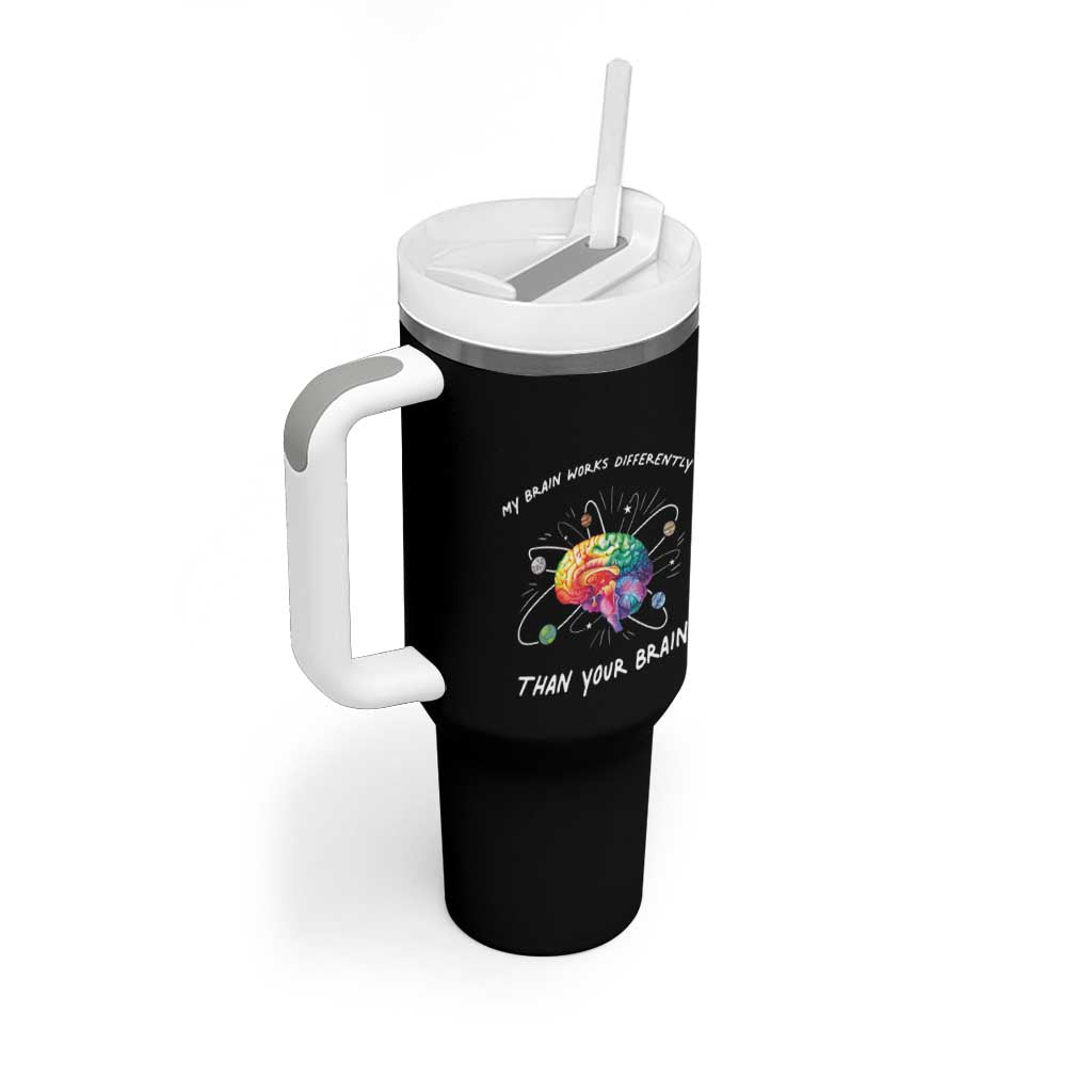 Autism Awareness Tumbler With Handle My Brain Works Differently Than Your Brain