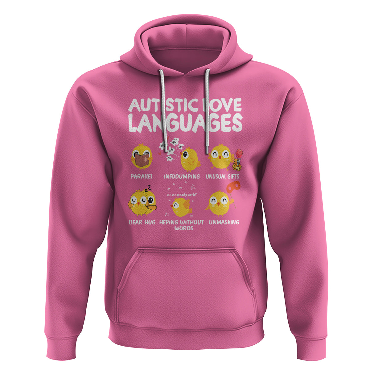 Autism Awareness Hoodie Autistic Love Languages Cute Chick - Wonder Print Shop