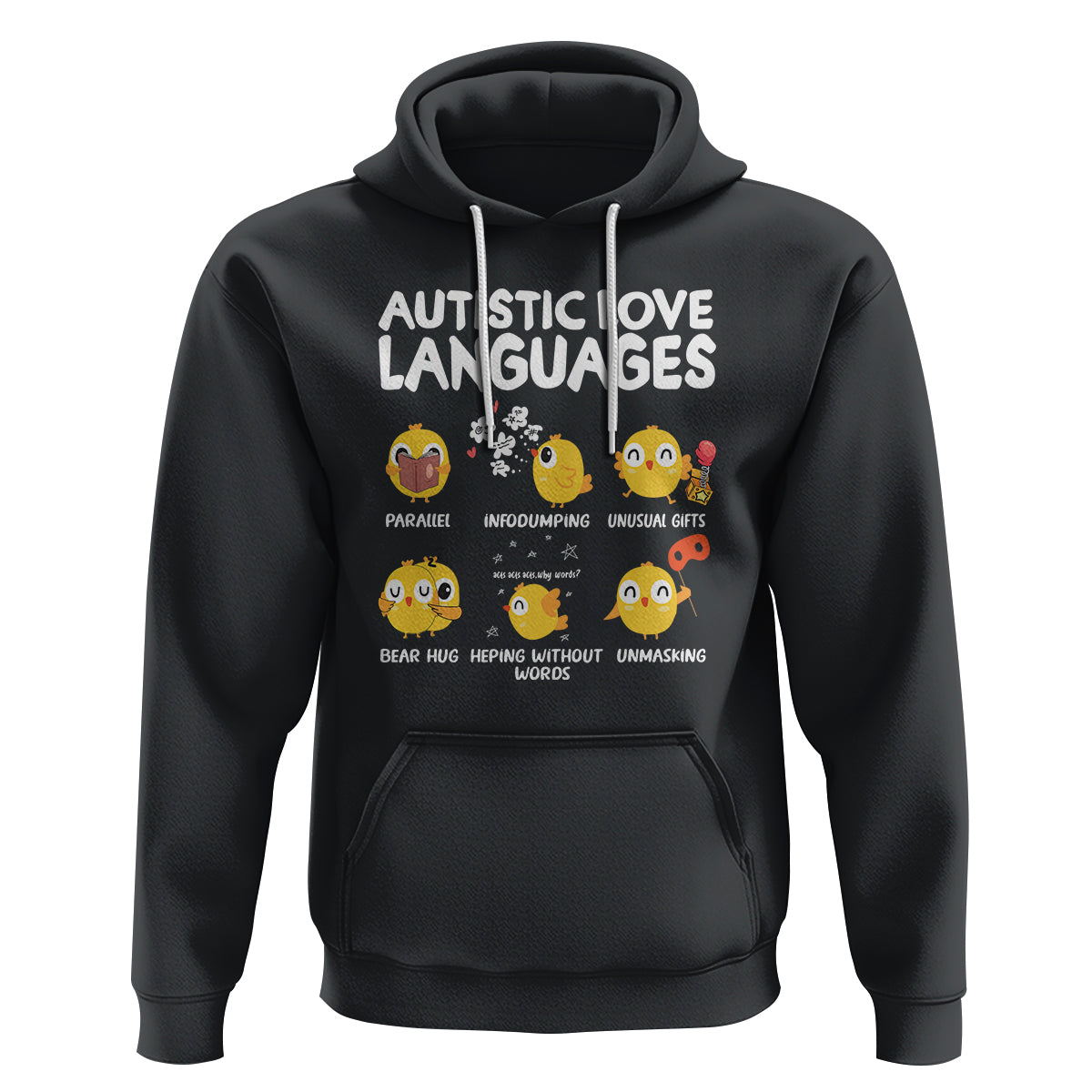 Autism Awareness Hoodie Autistic Love Languages Cute Chick - Wonder Print Shop