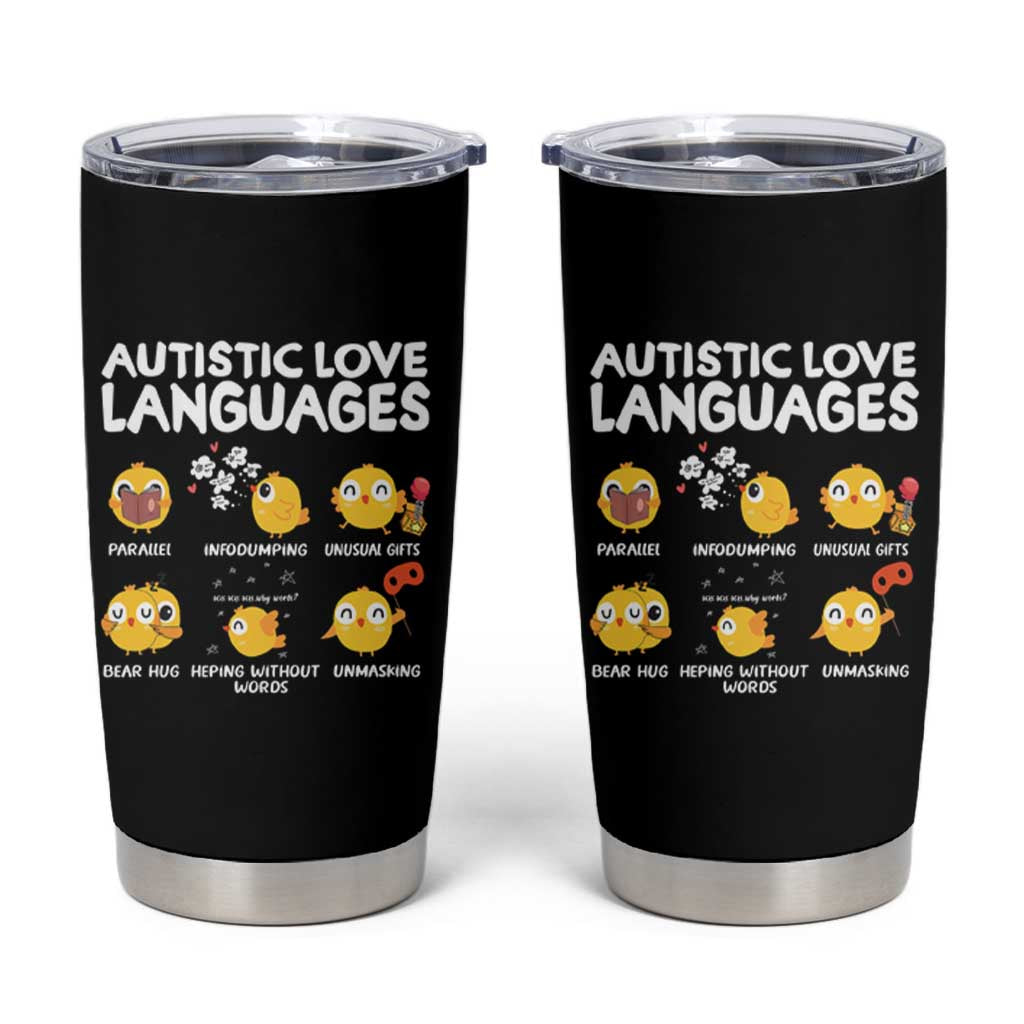 Autism Awareness Tumbler Cup Autistic Love Languages Cute Chick