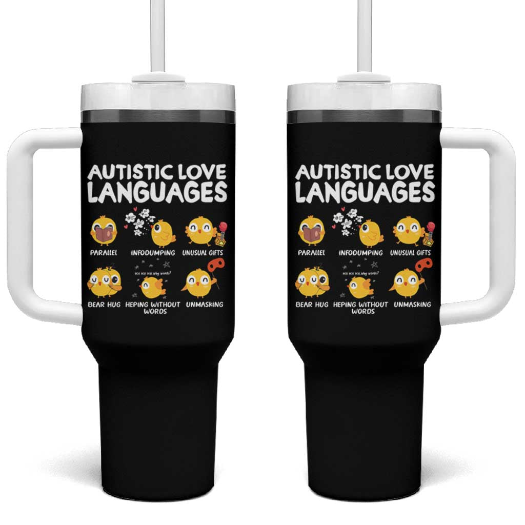 Autism Awareness Tumbler With Handle Autistic Love Languages Cute Chick