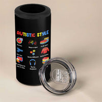 Autism Awareness 4 in 1 Can Cooler Tumbler Autistic Style Routines Song On Repeat Stim Toys Sensory Differences