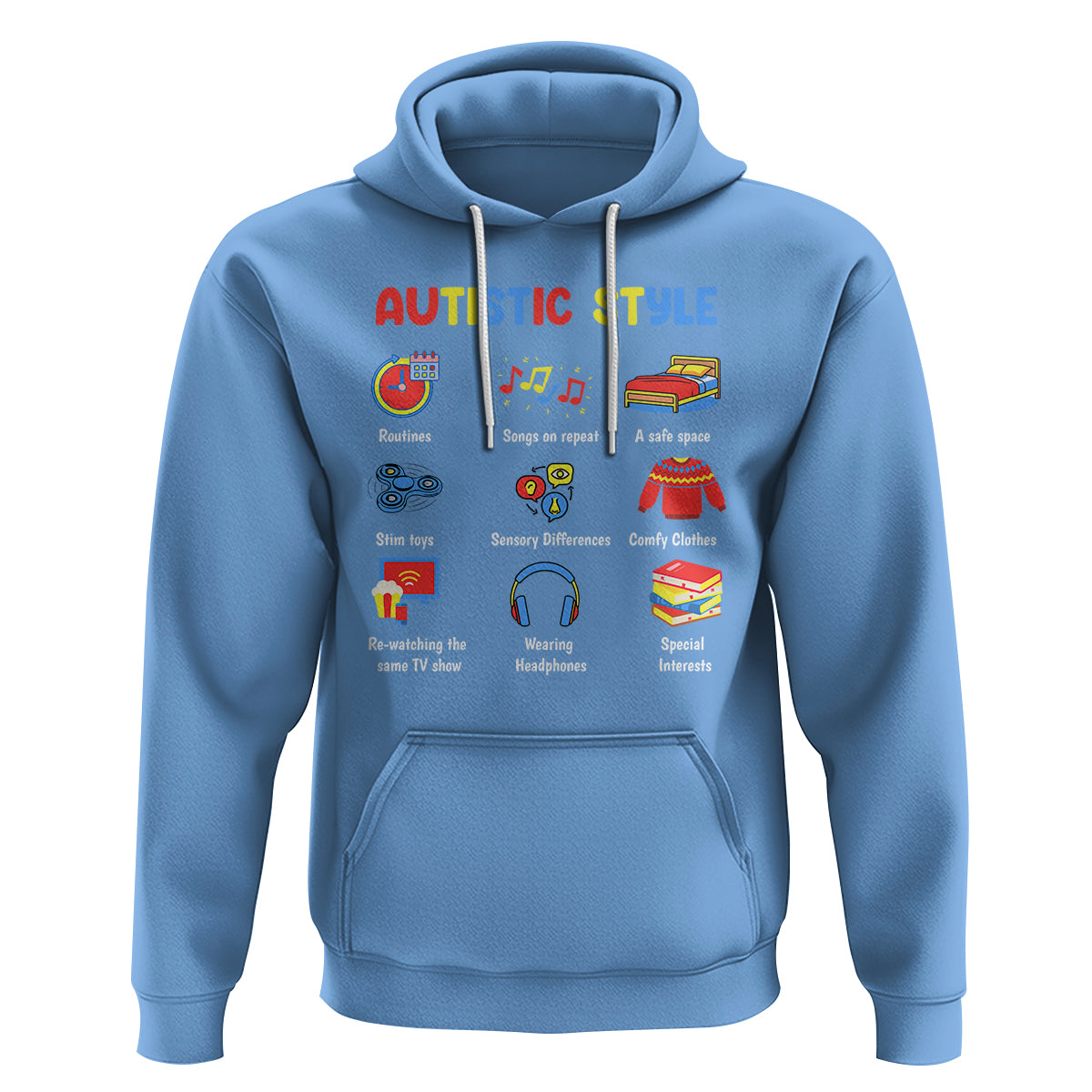 Autism Awareness Hoodie Autistic Style Routines Song On Repeat Stim Toys Sensory Differences - Wonder Print Shop