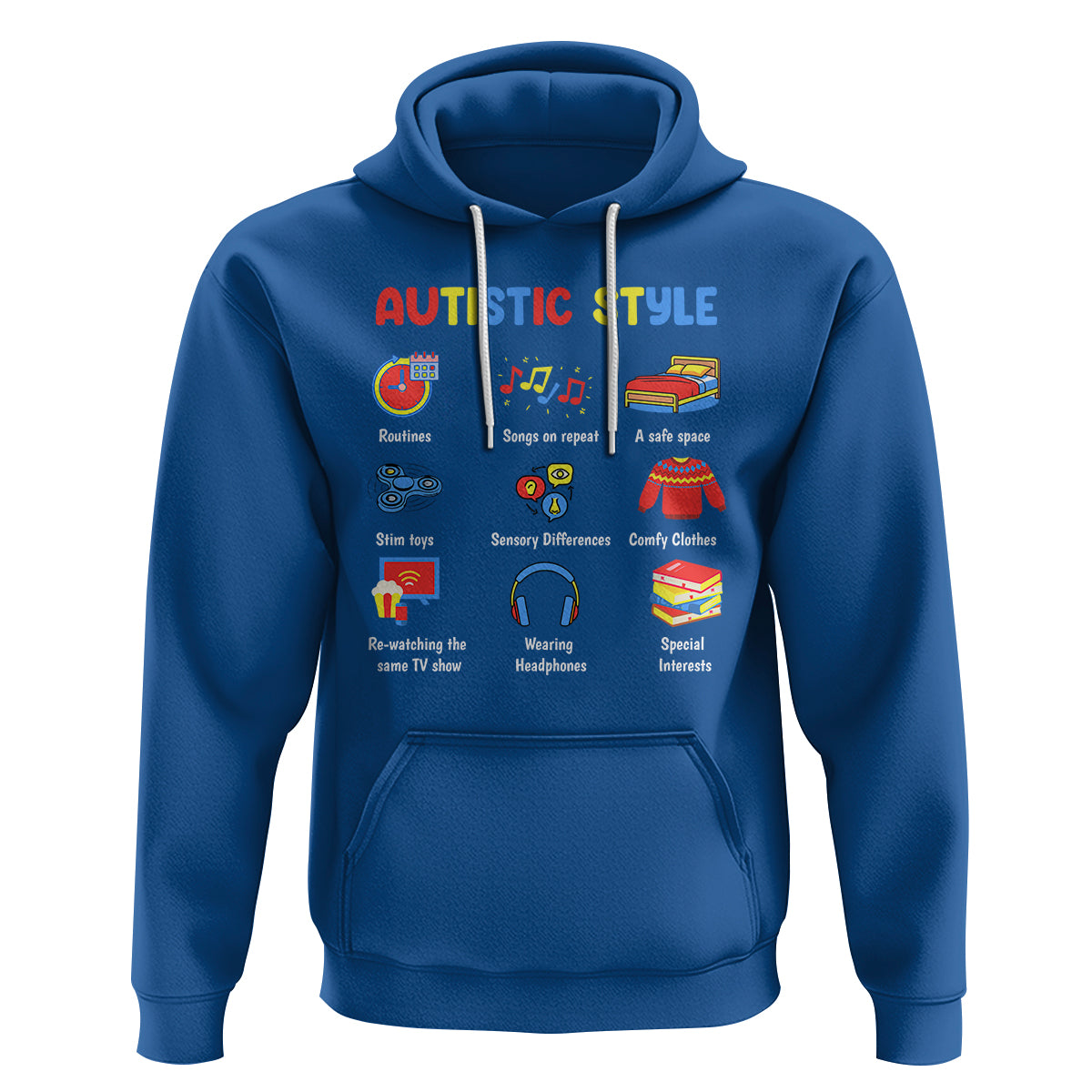 Autism Awareness Hoodie Autistic Style Routines Song On Repeat Stim Toys Sensory Differences - Wonder Print Shop