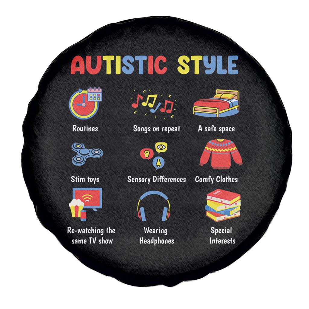 Autism Awareness Spare Tire Cover Autistic Style Routines Song On Repeat Stim Toys Sensory Differences