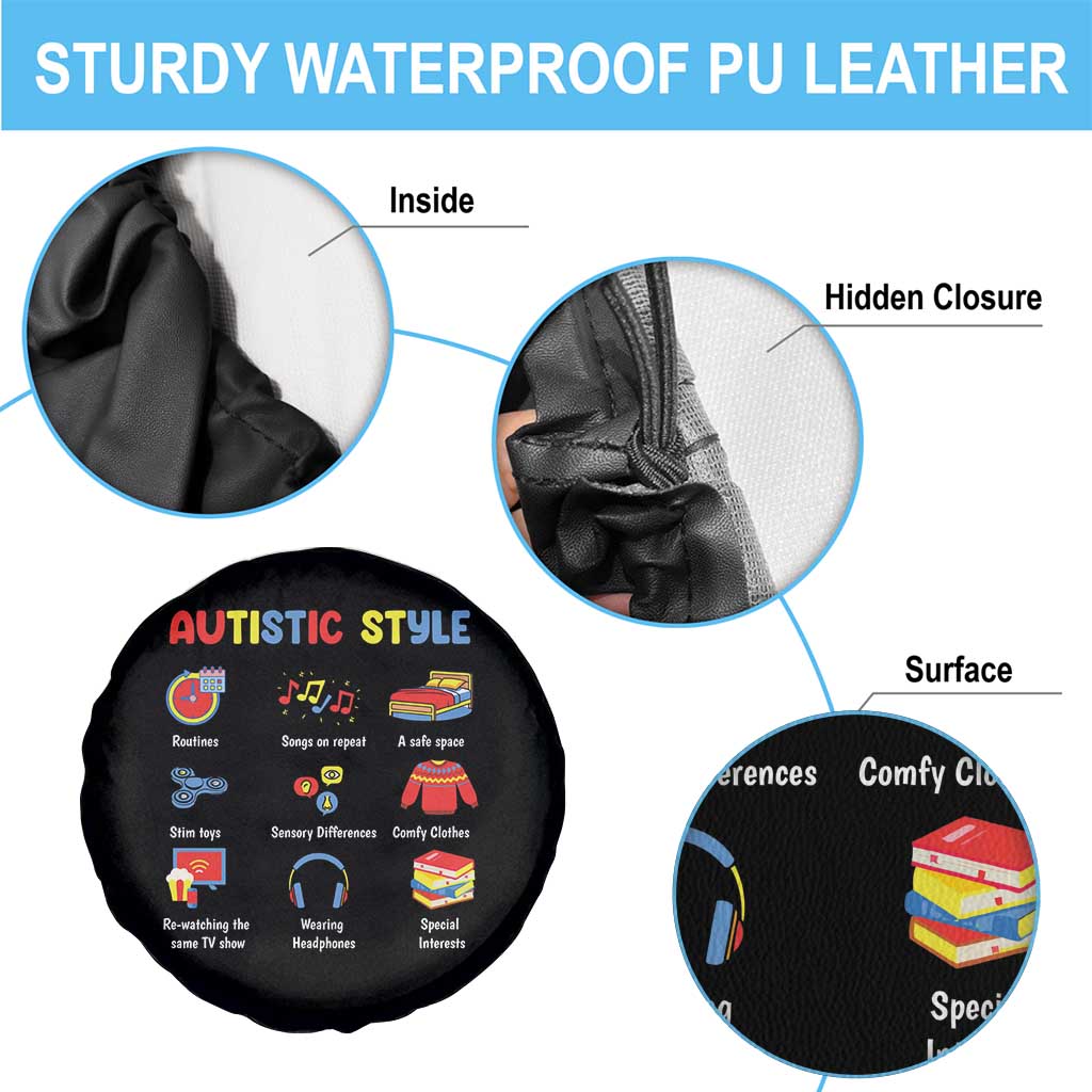 Autism Awareness Spare Tire Cover Autistic Style Routines Song On Repeat Stim Toys Sensory Differences