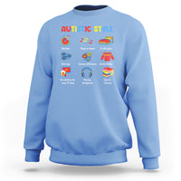 Autism Awareness Sweatshirt Autistic Style Routines Song On Repeat Stim Toys Sensory Differences - Wonder Print Shop