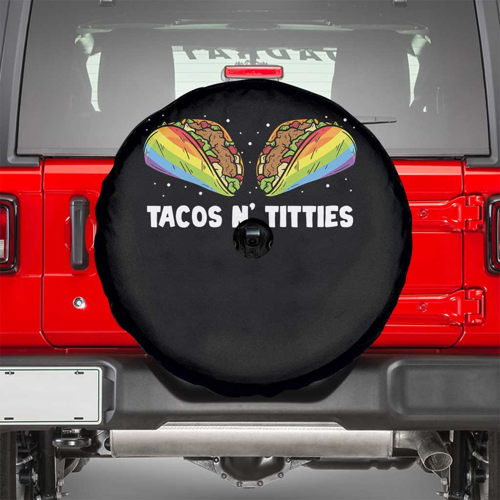 Tacos Lover LGBT Pride Spare Tire Cover Tacos N' Titties Gay Rainbow Proud