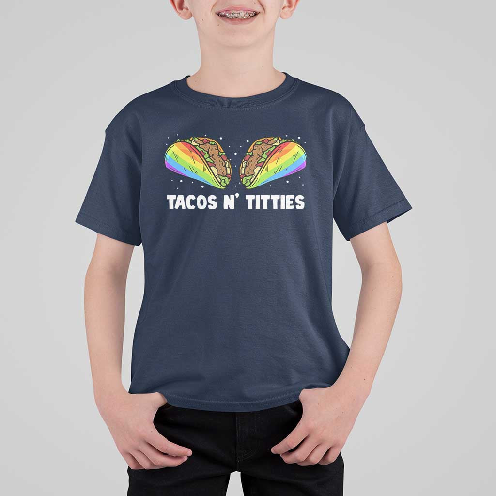 Tacos Lover LGBT Pride T Shirt For Kid Tacos N' Titties Gay Rainbow Proud