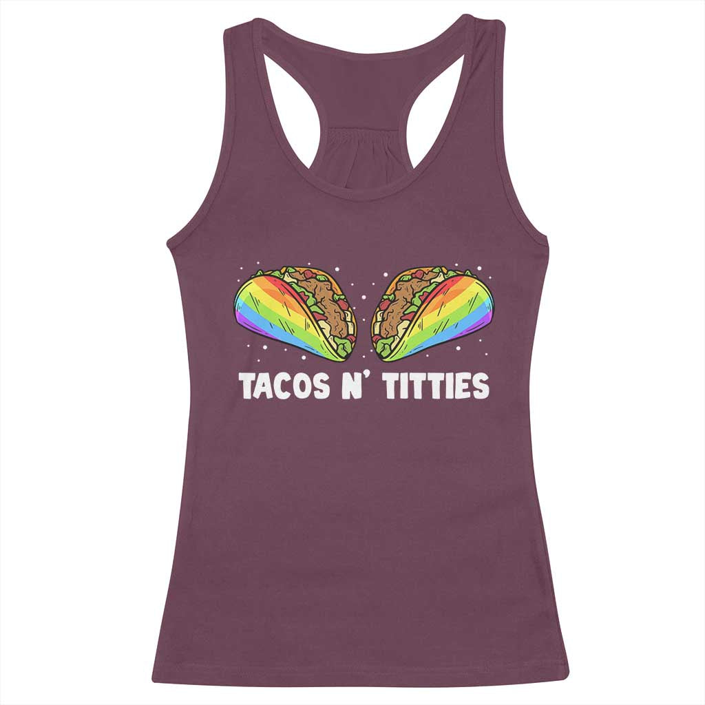 Tacos Lover LGBT Pride Racerback Tank Top Tacos N' Titties Gay Rainbow Proud
