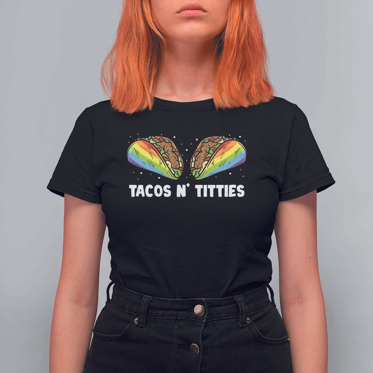 Tacos Lover LGBT Pride T Shirt For Women Tacos N' Titties Gay Rainbow Proud