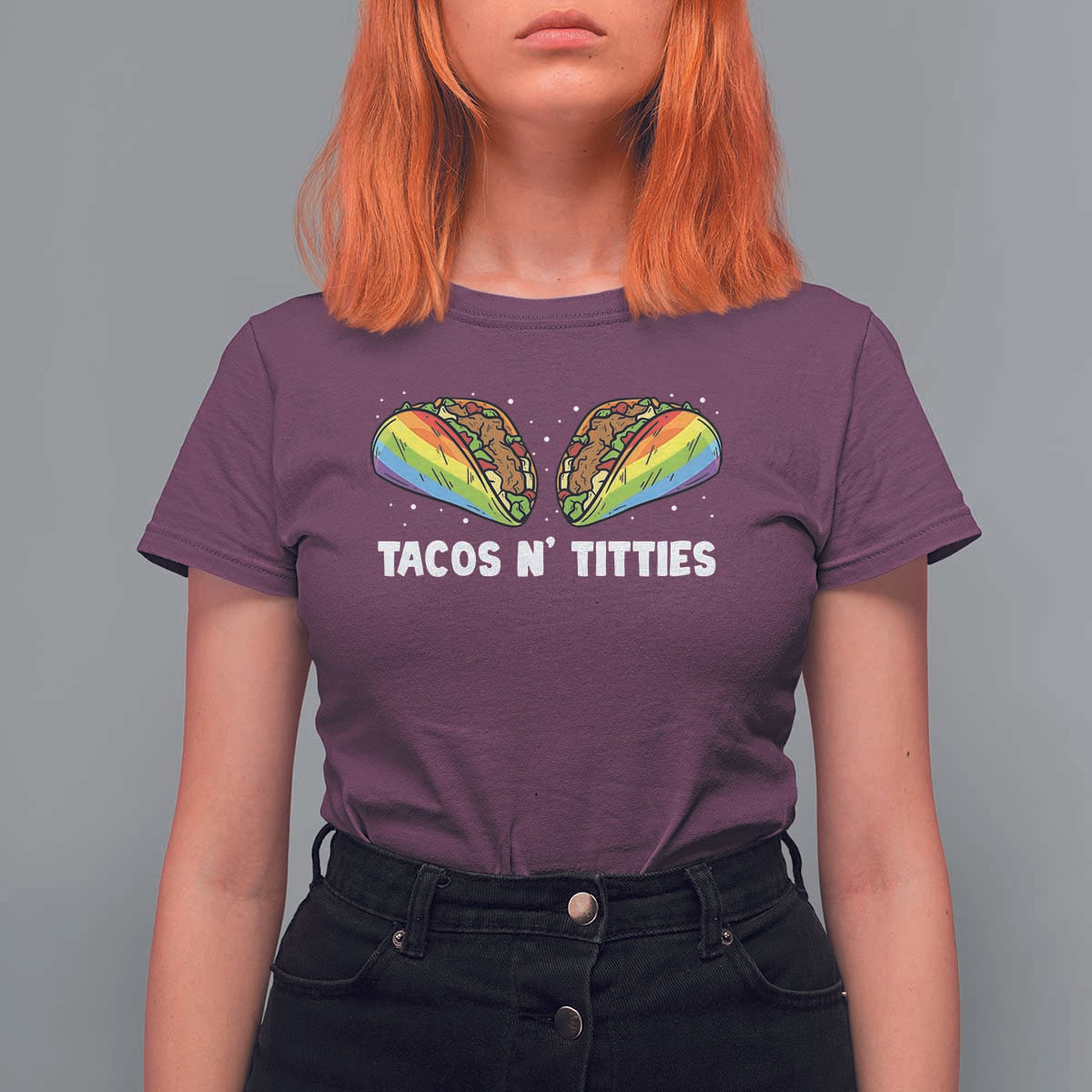 Tacos Lover LGBT Pride T Shirt For Women Tacos N' Titties Gay Rainbow Proud