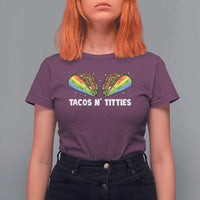 Tacos Lover LGBT Pride T Shirt For Women Tacos N' Titties Gay Rainbow Proud