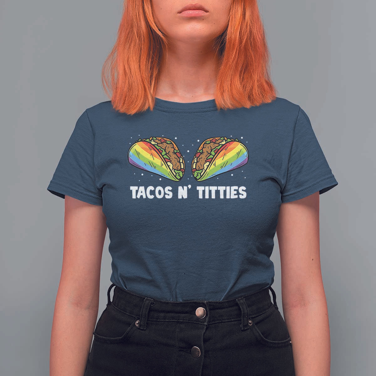 Tacos Lover LGBT Pride T Shirt For Women Tacos N' Titties Gay Rainbow Proud