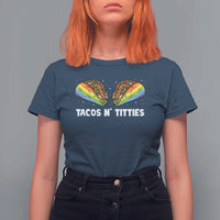 Tacos Lover LGBT Pride T Shirt For Women Tacos N' Titties Gay Rainbow Proud