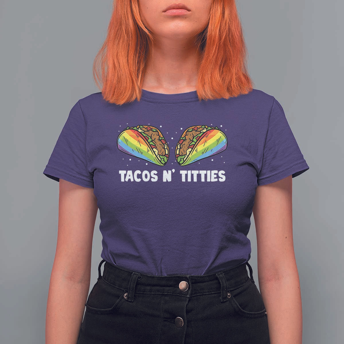 Tacos Lover LGBT Pride T Shirt For Women Tacos N' Titties Gay Rainbow Proud