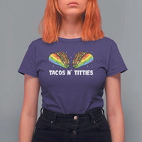 Tacos Lover LGBT Pride T Shirt For Women Tacos N' Titties Gay Rainbow Proud
