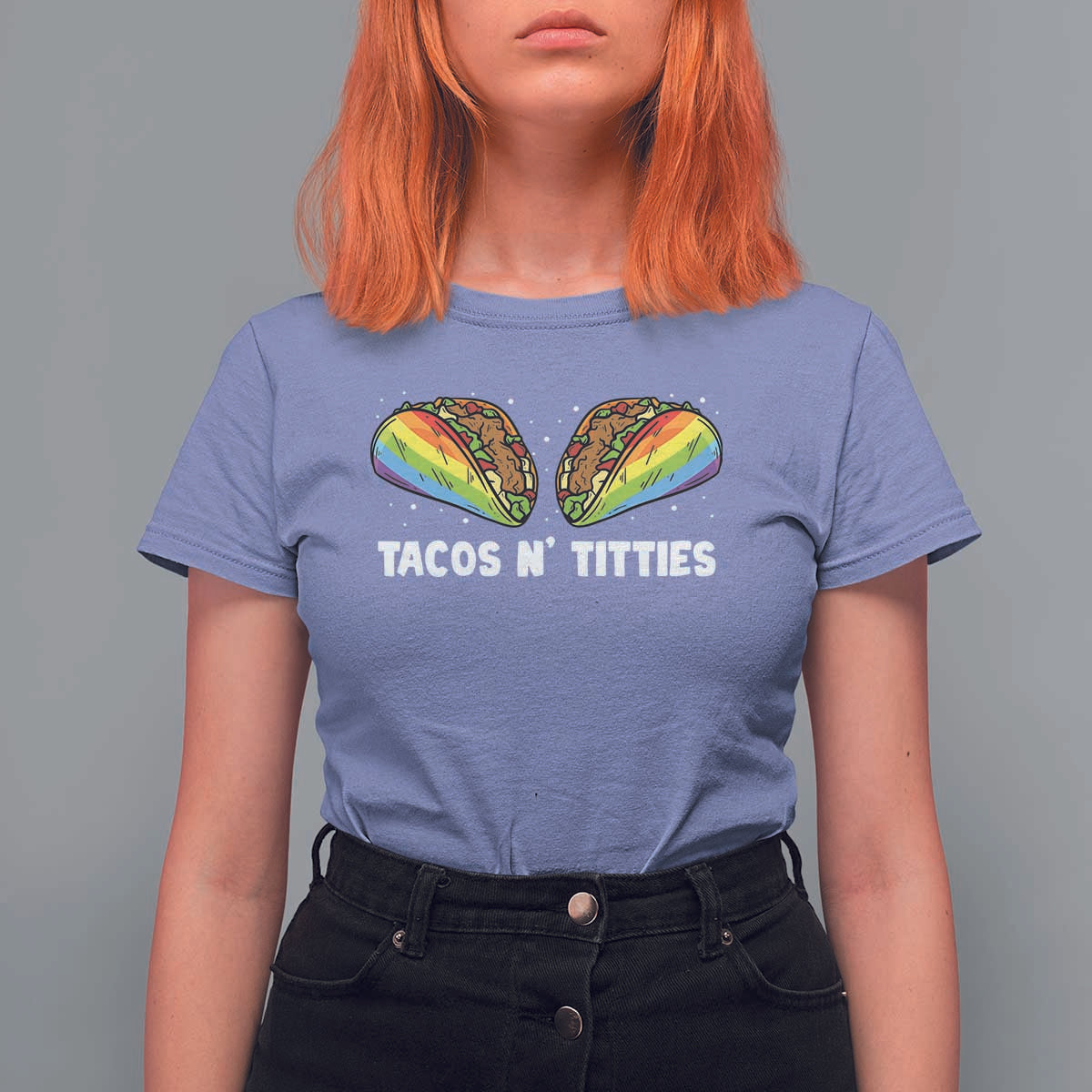 Tacos Lover LGBT Pride T Shirt For Women Tacos N' Titties Gay Rainbow Proud
