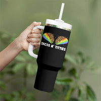 Tacos Lover LGBT Pride Tumbler With Handle Tacos N' Titties Gay Rainbow Proud