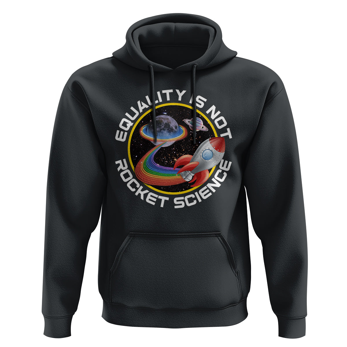 LGBT Pride Hoodie Equality Not Rocket Science Rainbow Planet Outer Space - Wonder Print Shop