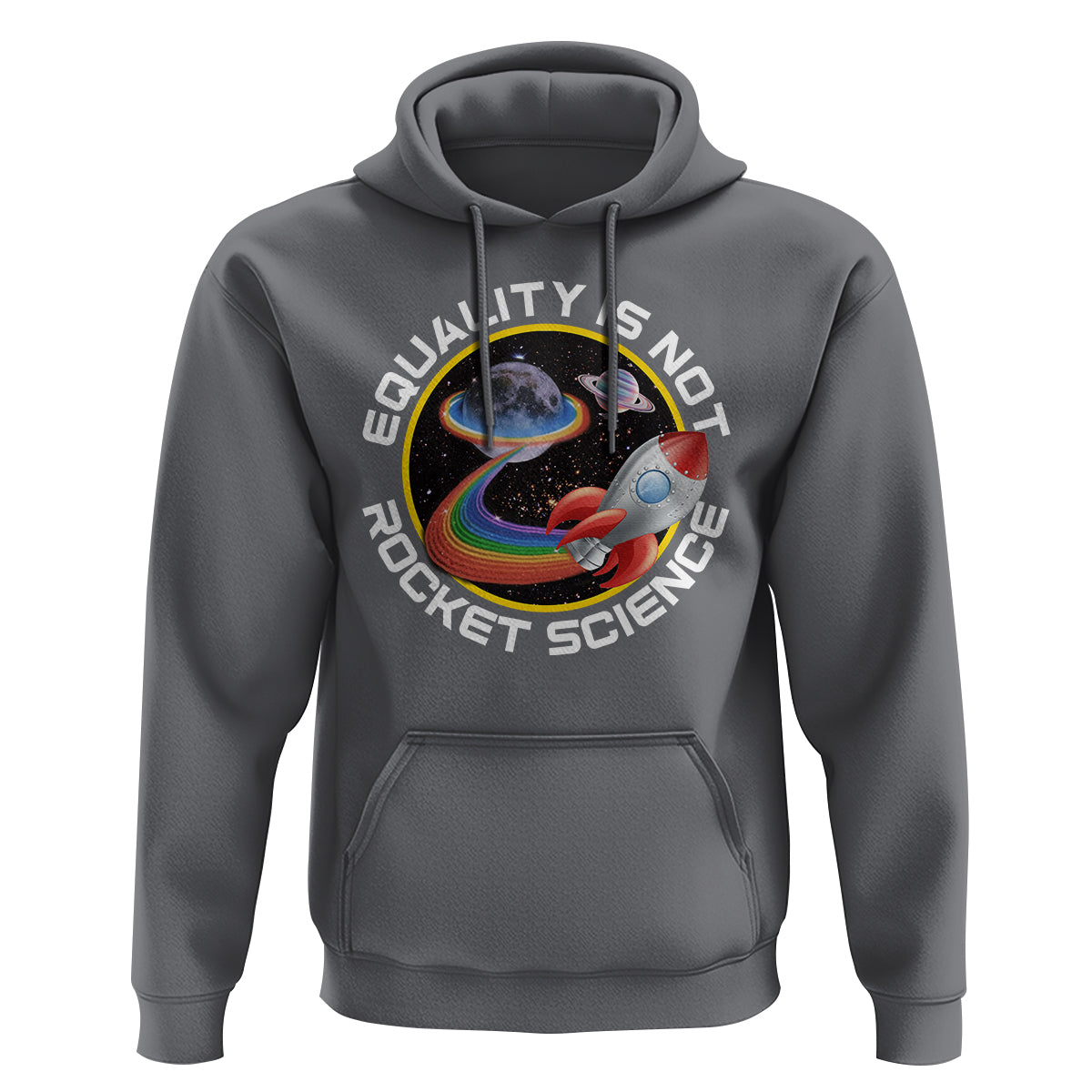 LGBT Pride Hoodie Equality Not Rocket Science Rainbow Planet Outer Space - Wonder Print Shop