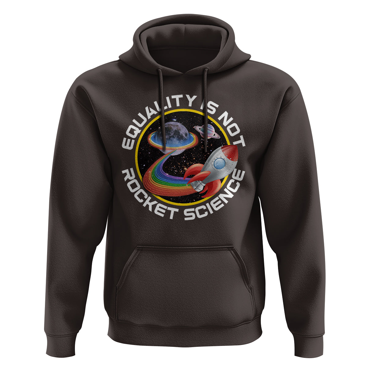 LGBT Pride Hoodie Equality Not Rocket Science Rainbow Planet Outer Space - Wonder Print Shop