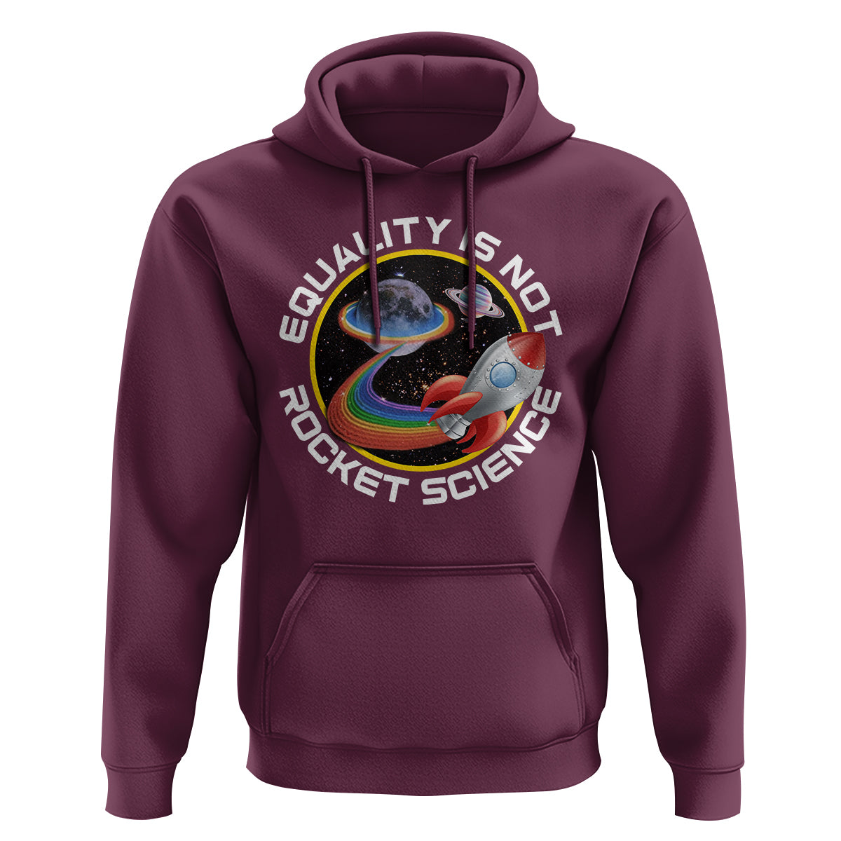 LGBT Pride Hoodie Equality Not Rocket Science Rainbow Planet Outer Space - Wonder Print Shop