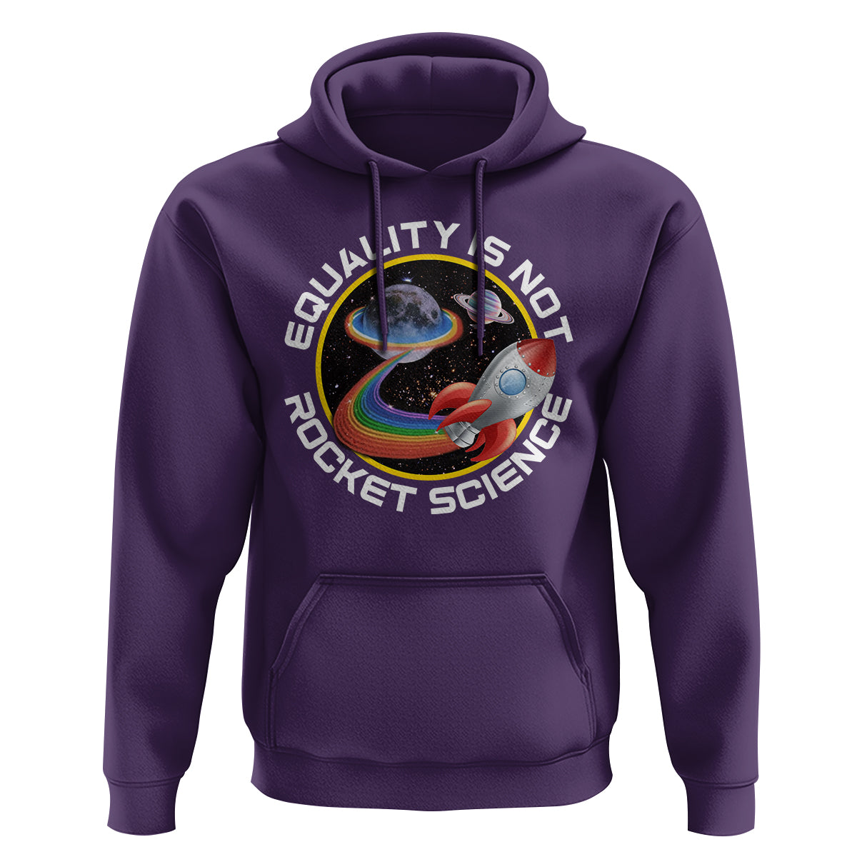 LGBT Pride Hoodie Equality Not Rocket Science Rainbow Planet Outer Space - Wonder Print Shop