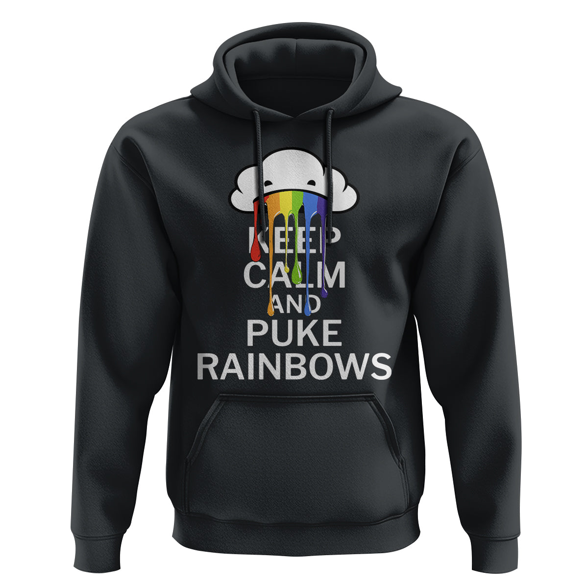Funny LGBT Pride Hoodie Keep Calm And Puke Rainbow - Wonder Print Shop