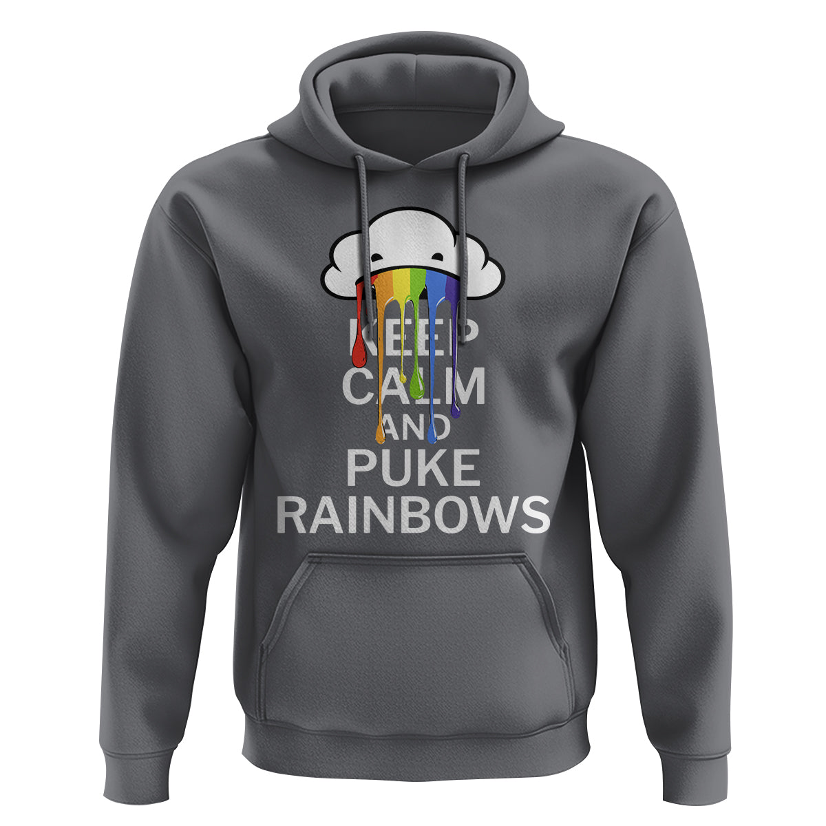 Funny LGBT Pride Hoodie Keep Calm And Puke Rainbow - Wonder Print Shop