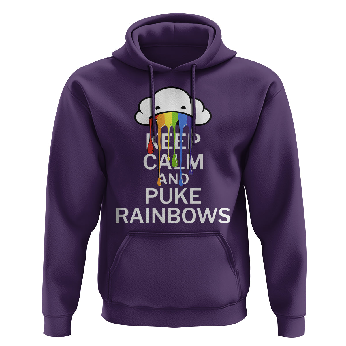 Funny LGBT Pride Hoodie Keep Calm And Puke Rainbow - Wonder Print Shop