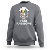 Funny LGBT Pride Sweatshirt Keep Calm And Puke Rainbow - Wonder Print Shop