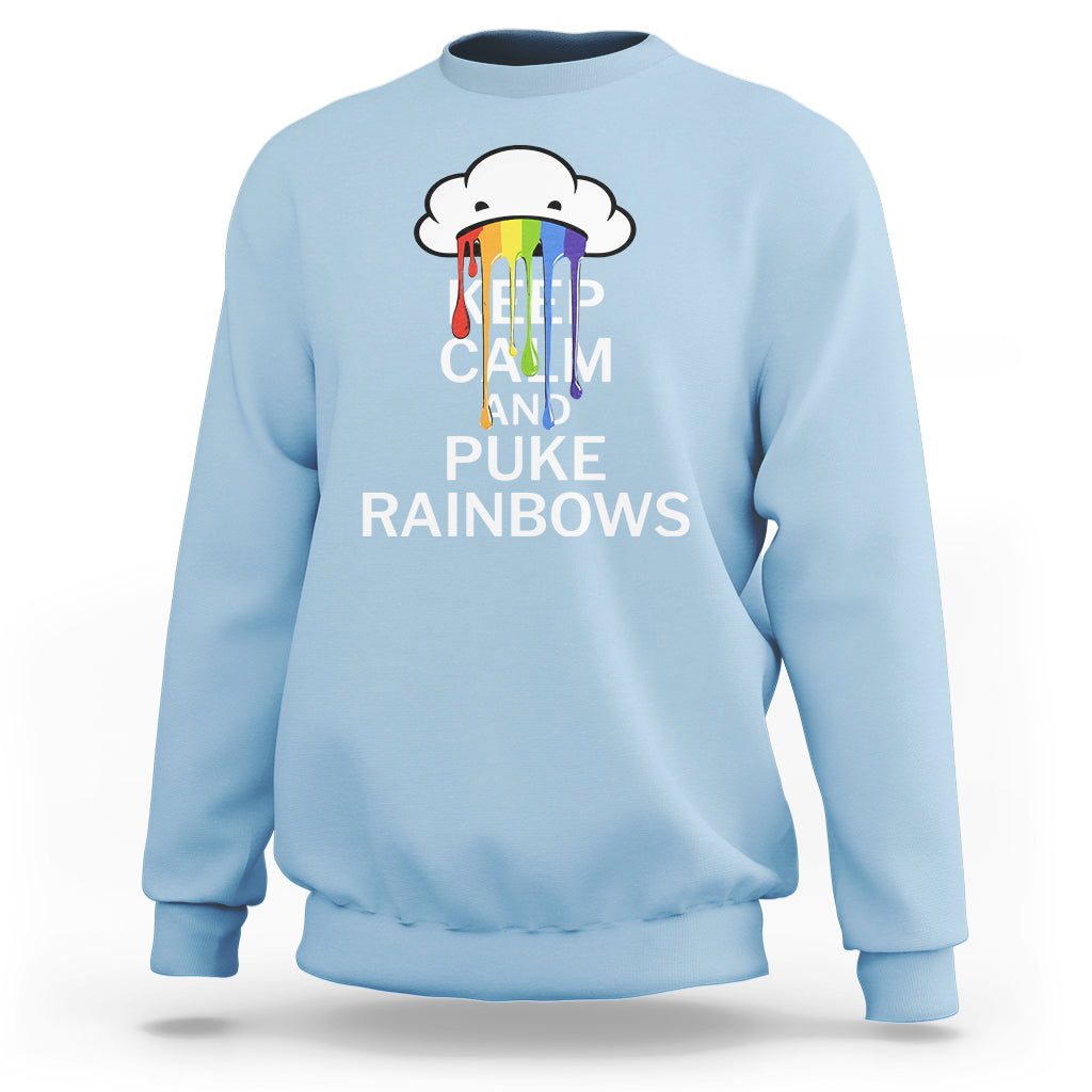 Funny LGBT Pride Sweatshirt Keep Calm And Puke Rainbow - Wonder Print Shop
