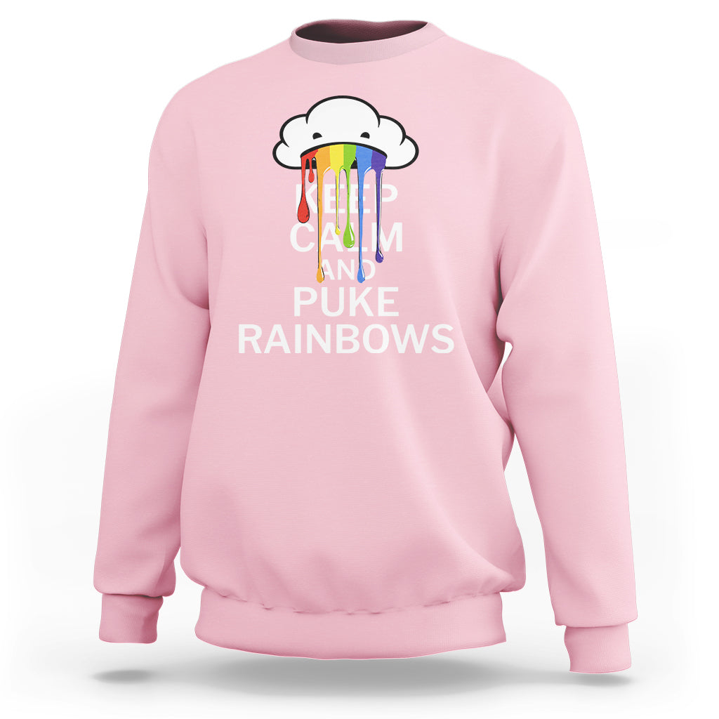 Funny LGBT Pride Sweatshirt Keep Calm And Puke Rainbow - Wonder Print Shop