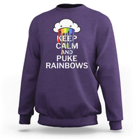 Funny LGBT Pride Sweatshirt Keep Calm And Puke Rainbow - Wonder Print Shop