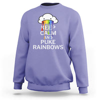 Funny LGBT Pride Sweatshirt Keep Calm And Puke Rainbow - Wonder Print Shop