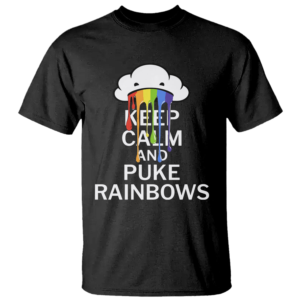 Funny LGBT Pride T Shirt Keep Calm And Puke Rainbow - Wonder Print Shop