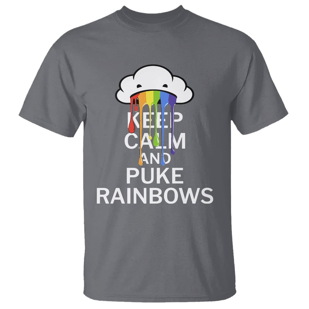 Funny LGBT Pride T Shirt Keep Calm And Puke Rainbow - Wonder Print Shop