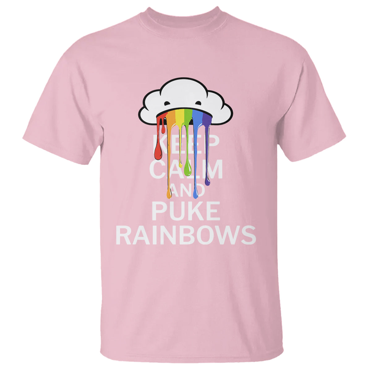 Funny LGBT Pride T Shirt Keep Calm And Puke Rainbow - Wonder Print Shop